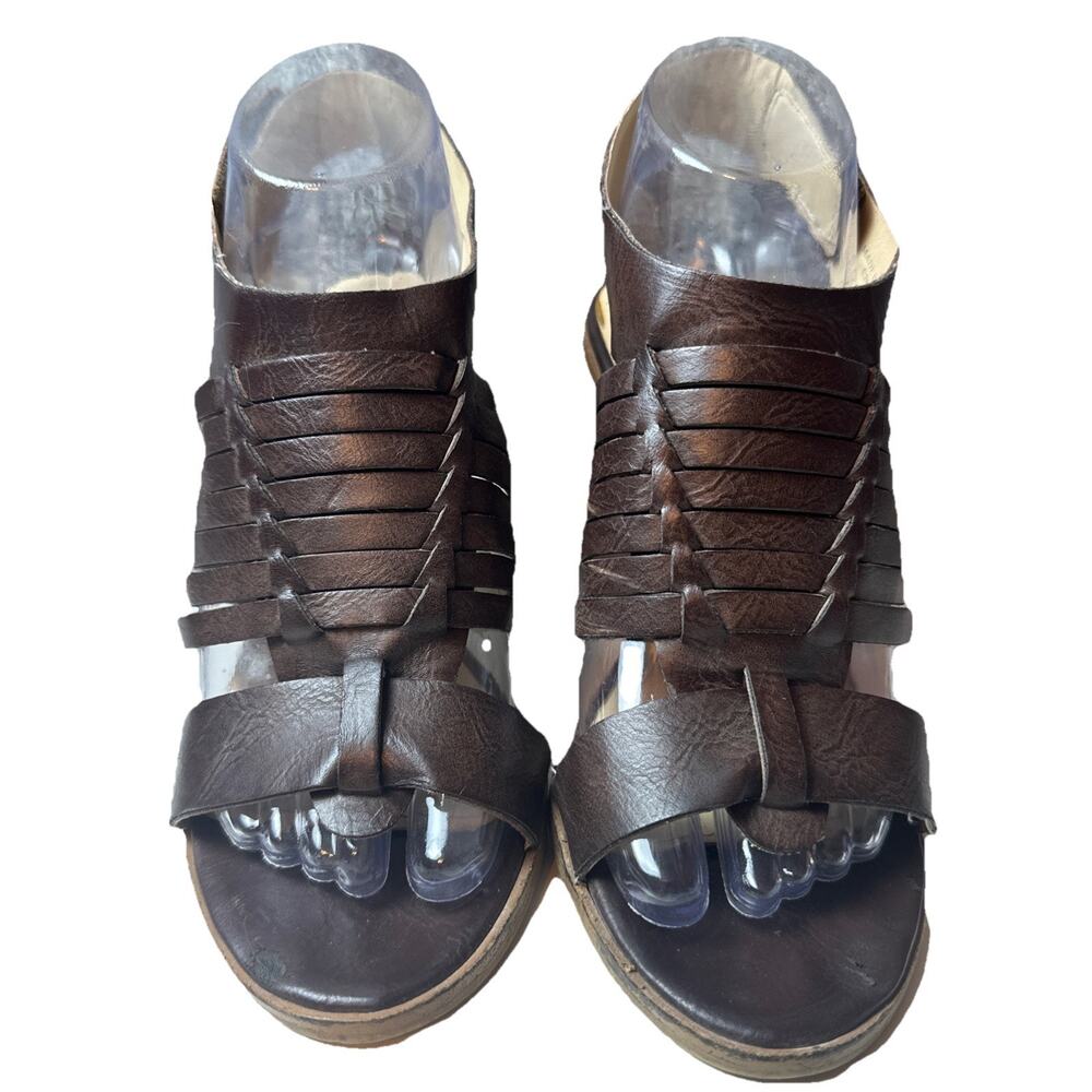 Charles‎ By Charles David Jesse Ankle Strap Sandal Brown Leather Boho Size 7.5